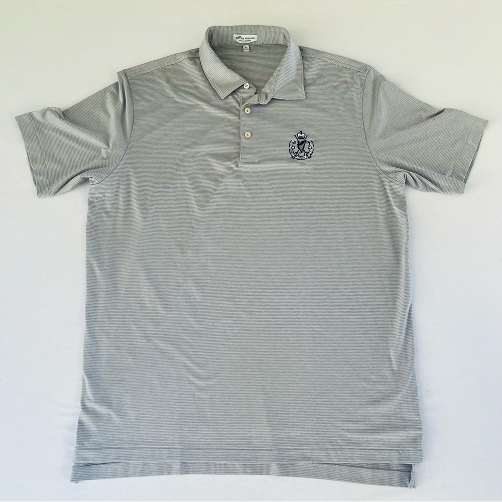 Peter Millar Summer Comfort ROYAL DOWN GOLF CLUB Grey Pinstripes Shirt Size XL